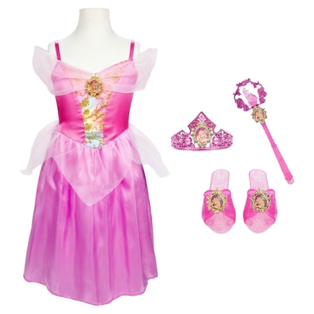 Disney Princess Aurora Tiara to Toe Dress up Set, Girls' Costume Includes 5 Pieces