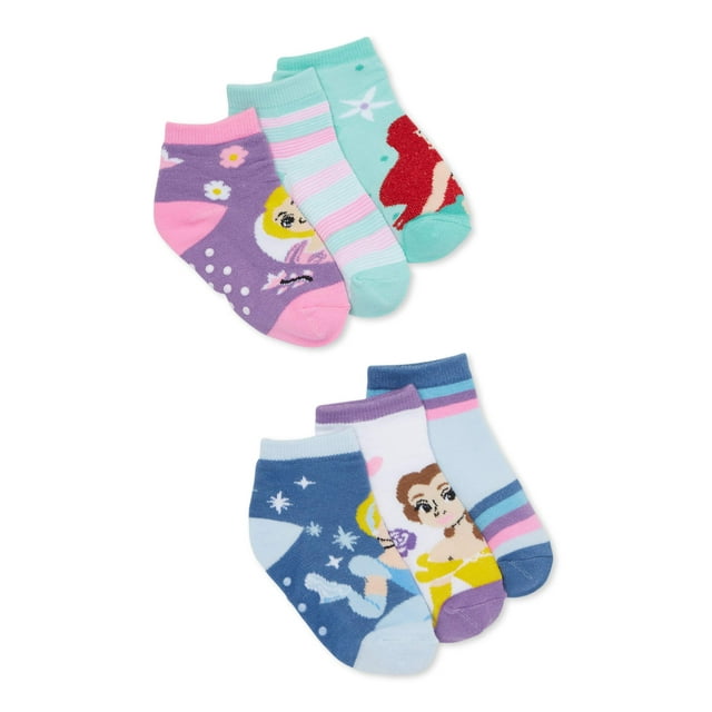 Disney Princess Baby Girls' & Toddler Girls' Quarter Socks, 6 Pack
