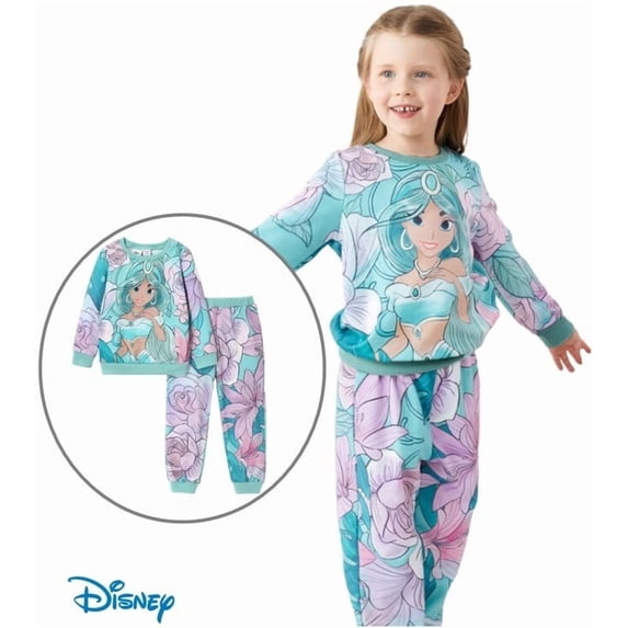 Disney Princess Baby Toddler Girl Sweatshirts and Jogger Pants 2Pcs Ariel Cinderella Jasmine Girls Clothing Sets Size 2-6