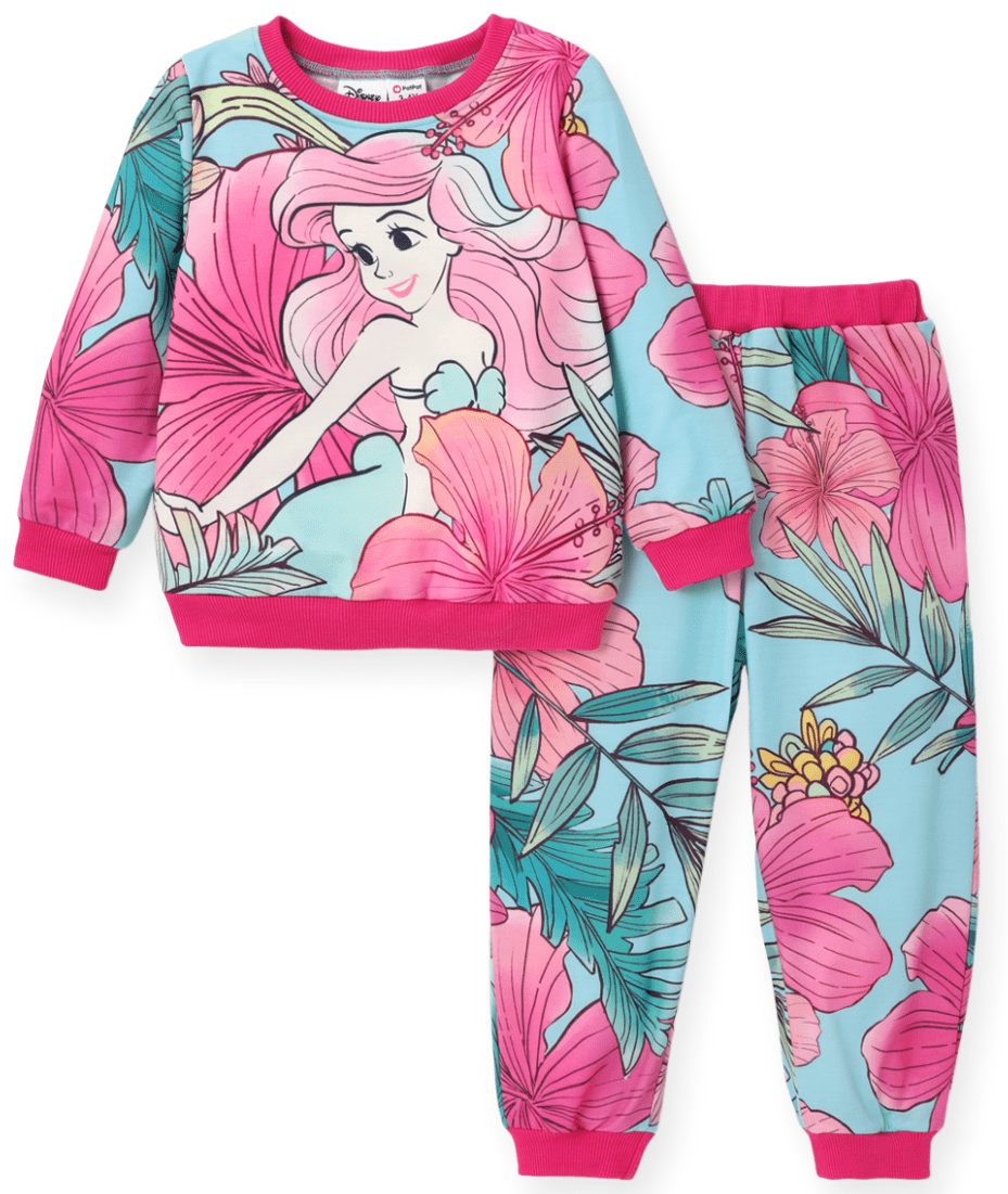 Disney Princess Baby Toddler Girl Sweatshirts and Jogger Pants 2Pcs Ariel Cinderella Jasmine Girls Clothing Sets Size 2-6