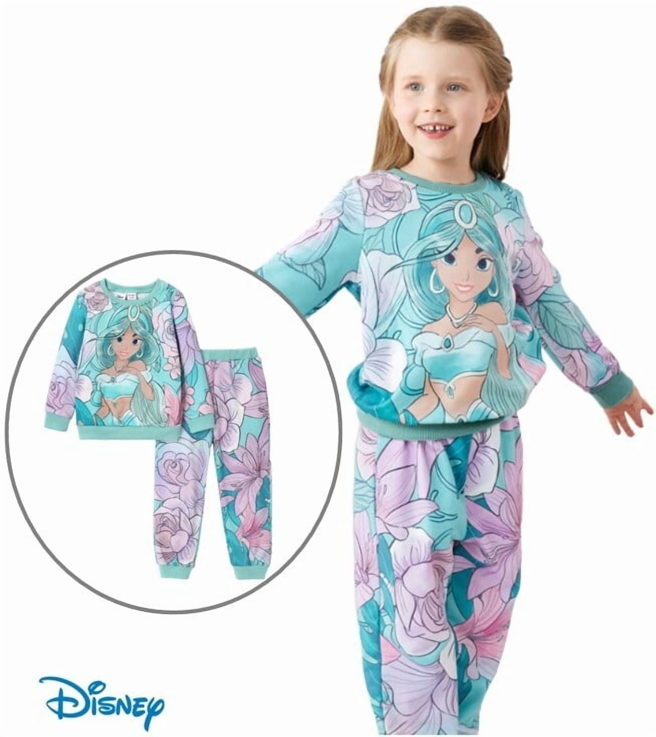 Disney Princess Baby Toddler Girl Sweatshirts and Jogger Pants 2Pcs Ariel Cinderella Jasmine Girls Clothing Sets Size 2-6