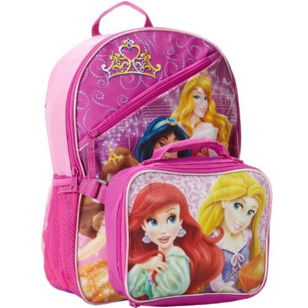 Disney Princess Backpack With Attached Lunch Bag Set