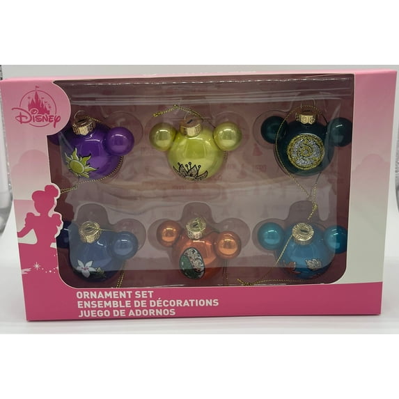 Disney Princess Ball Ornament Set Pocahontas Mulan Tiana Rapunzel Merida Moana