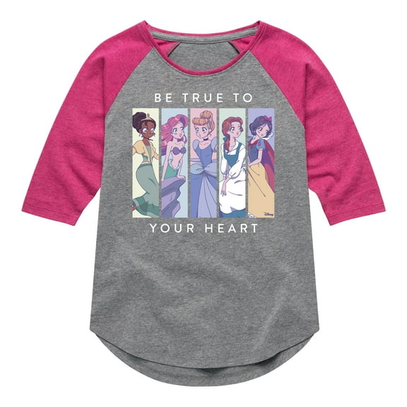 Disney Princess - Be True To Your Heart - Toddler & Youth Girls Raglan Graphic T-Shirt