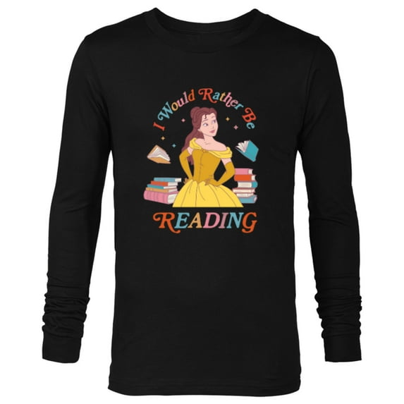 Disney Princess Beauty Beast Belle I Would Rather Be Reading - Long Sleeve T-Shirt for Men - Customized-Black