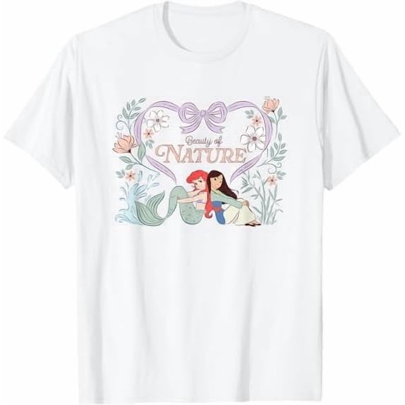 Disney Princess Beauty Of Nature Ariel Mulan Floral T-Shirt