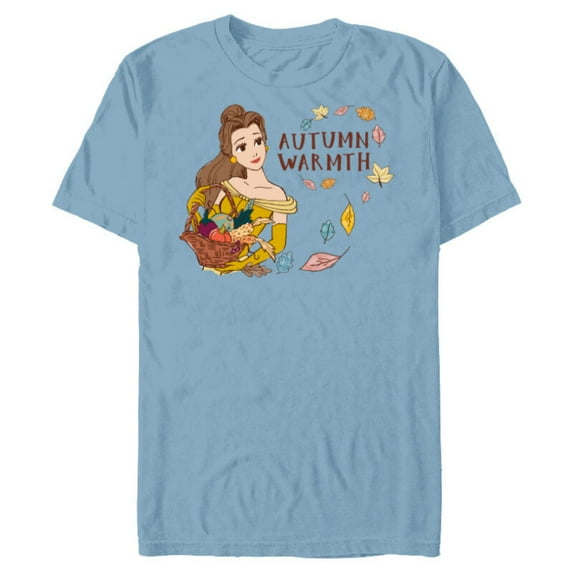 Disney Princess Beauty and the Beast Belle Autumn Warmth - Short Sleeve Blended T-Shirt for Adults - Customized-Ocean Blue