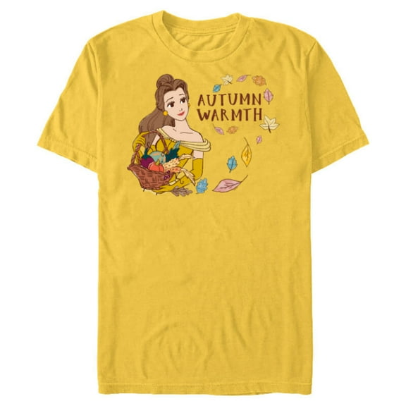 Disney Princess Beauty and the Beast Belle Autumn Warmth - Short Sleeve Blended T-Shirt for Adults - Customized-Yellow