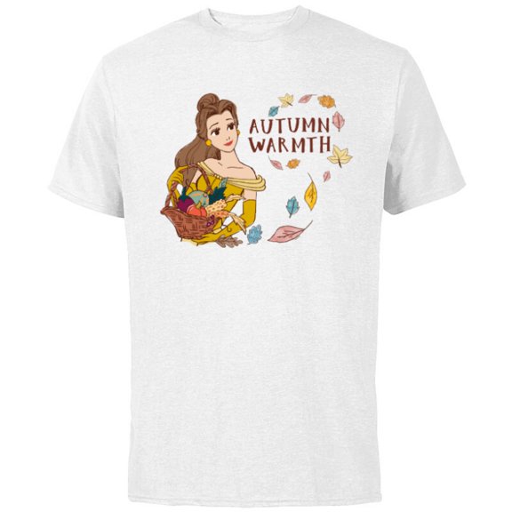 Disney Princess Beauty and the Beast Belle Autumn Warmth - Short Sleeve Cotton T-Shirt for Adults - Customized-White