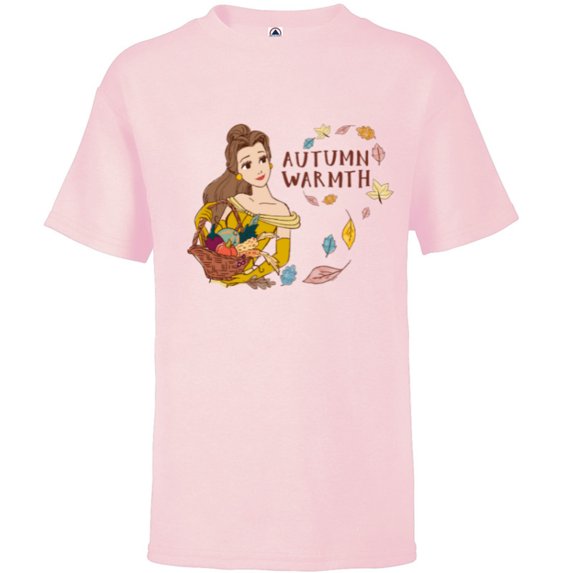 Disney Princess Beauty and the Beast Belle Autumn Warmth - Short Sleeve T-Shirt for Kids - Customized-Soft Pink
