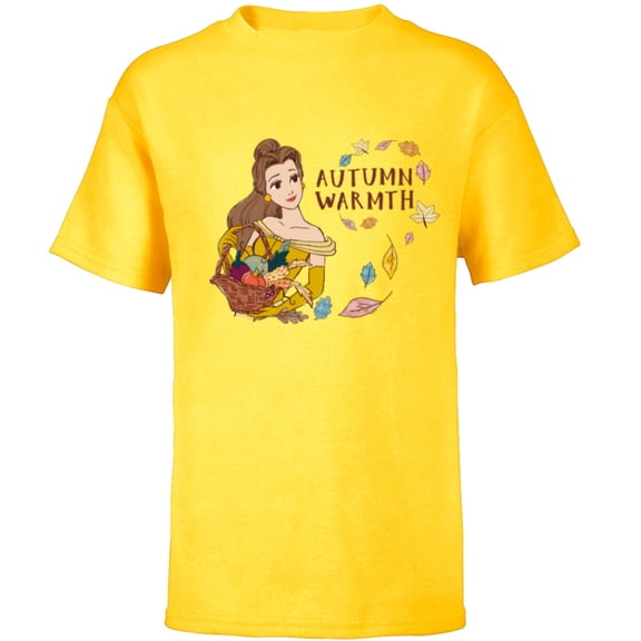 Disney Princess Beauty and the Beast Belle Autumn Warmth - Short Sleeve T-Shirt for Kids - Customized-Yellow