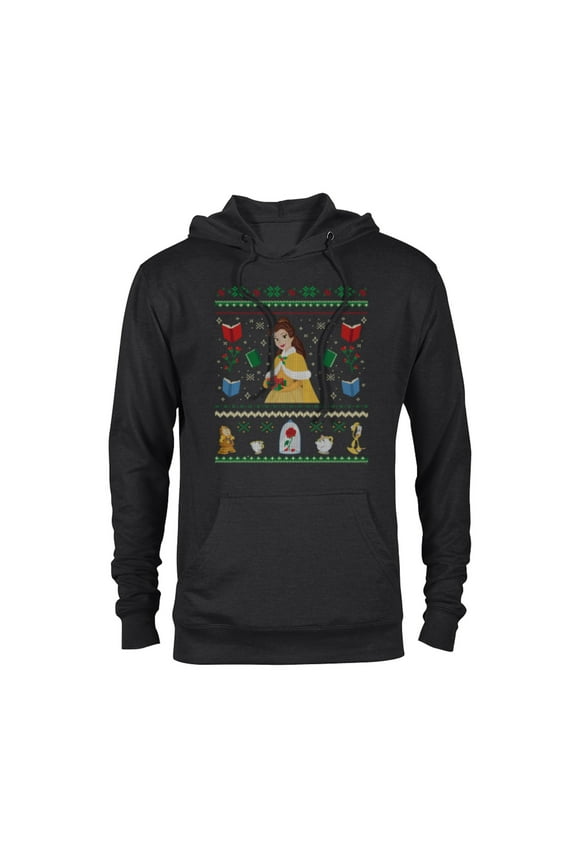 Princess Beauty and the Beast Belle Christmas Sweater - Pullover Hoodie for Adults - Customized-Black