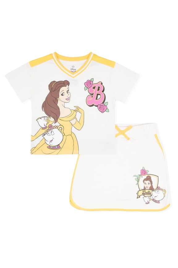 Princess Beauty and the Beast Belle Girls T-Shirt & Skort, 2-Piece Set, Sizes 3T-16