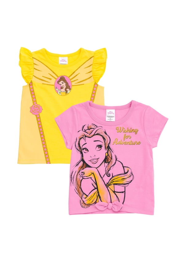 Princess Belle 2 Pack T-Shirts Toddler to Big Kid