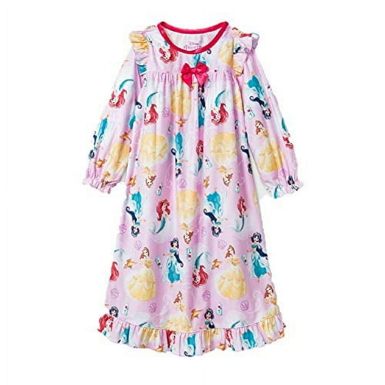 Disney Princess Belle, Ariel, Jasmine Girl's Flannel Granny Pink