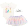 thumbnail image 1 of Disney Princess Belle Aurora Cinderella Infant Baby Girls Bodysuit Tutu and Headband 3 Piece Outfit Set Newborn to Infant, 1 of 5