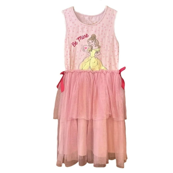 Disney Princess Belle "Be Mine" Pink Tulle Sleeveless Dress Little Girl's - XS (4/5)