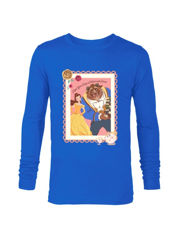 Princess Belle Beast Valentines Day Filled with Roses - Long Sleeve T-Shirt for Men - Customized-Navy