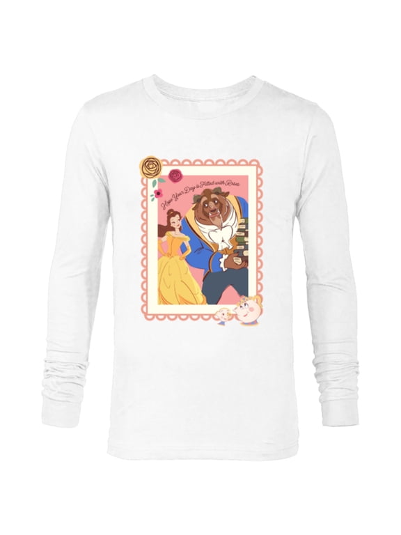Princess Belle Beast Valentines Day Filled with Roses - Long Sleeve T-Shirt for Men - Customized-White