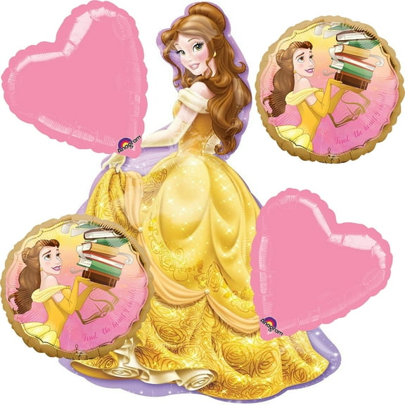 Disney Princess Belle Beauty and The Beast Foil Balloons Bouquet