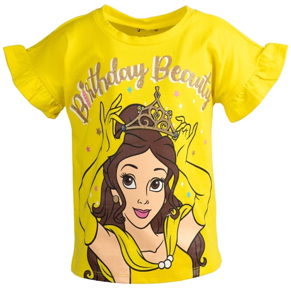 Disney Princess Belle Birthday Toddler Girls T-Shirt Yellow 3T