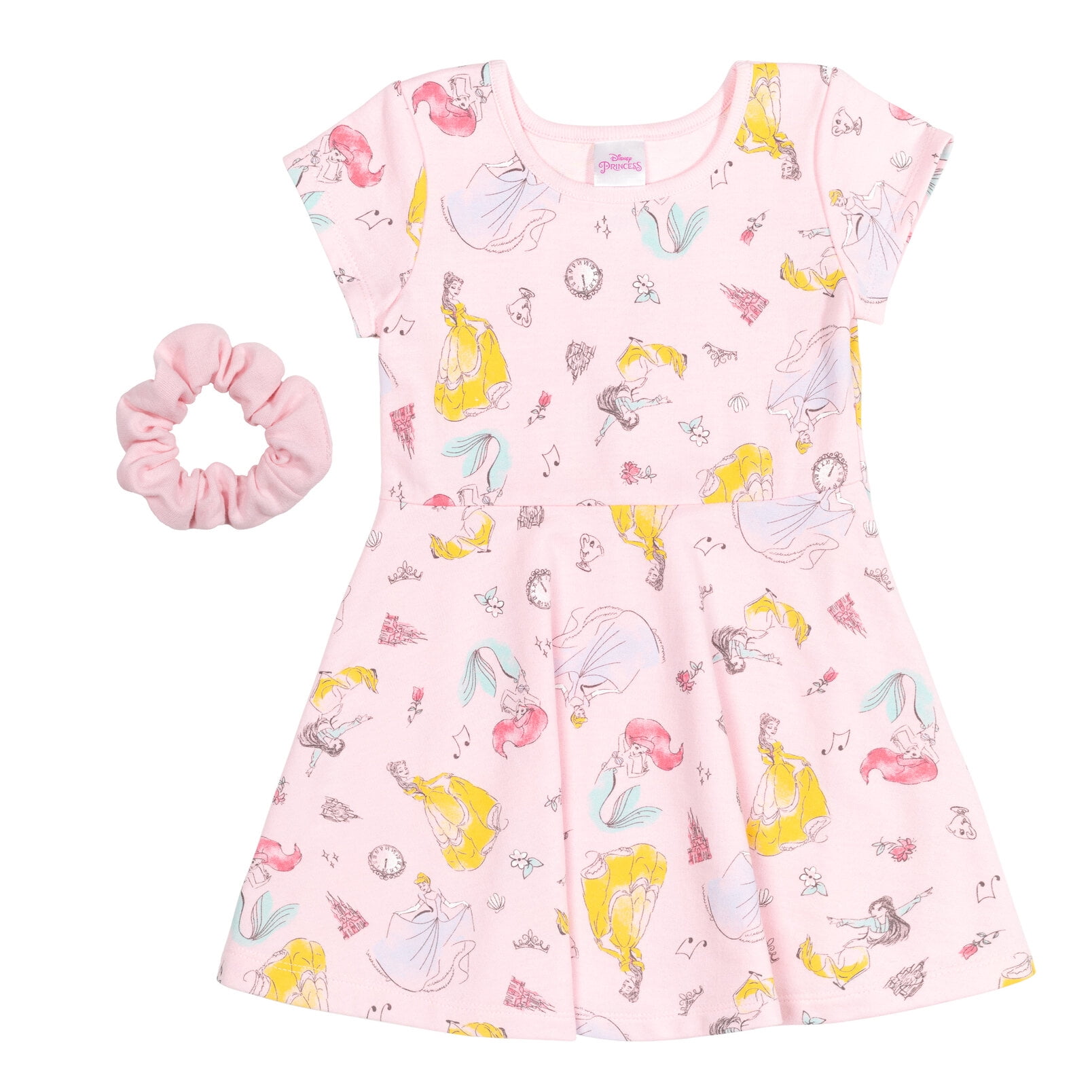 Disney Princess Belle Cinderella Ariel Little Girls French Terry Skater Dress Infant to Big Kid