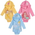 thumbnail image 1 of Disney Princess Belle Cinderella Ariel Newborn Baby Girls 3 Pack Bodysuits Newborn to Infant, 1 of 5