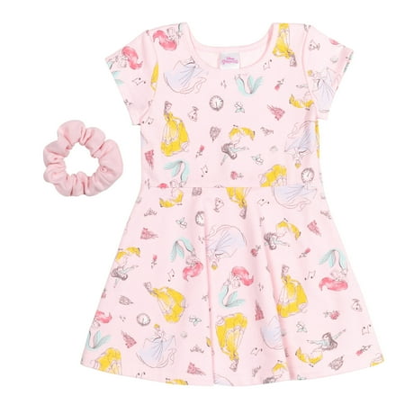 Disney Princess Belle Cinderella Ariel Toddler Girls French Terry Skater Dress Infant to Big Kid