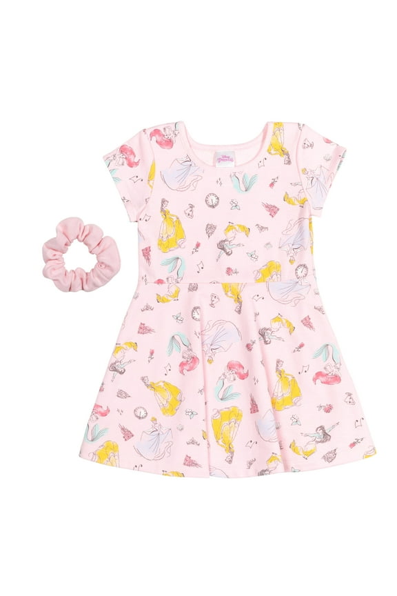 Princess Belle Cinderella Ariel Toddler Girls French Terry Skater Dress Infant to Big Kid