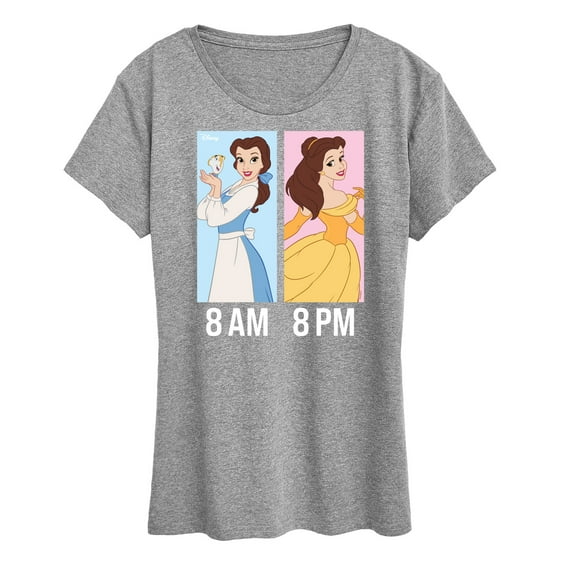 Disney Princess - Belle Day And Night Wear- Women's Short Sleeve Graphic T-Shirt