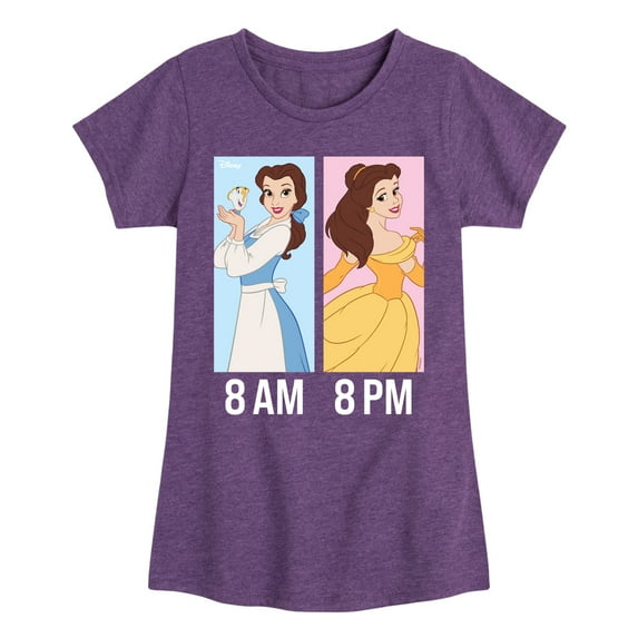 Disney Princess - Belle Day and Night Wear - Girls Fitted Short Sleeve T-Shirt