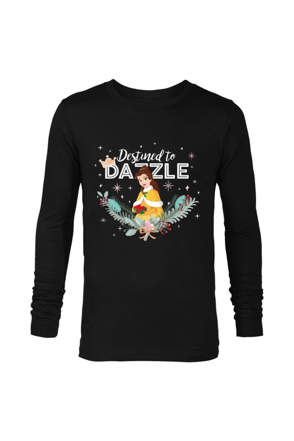 Princess Belle Destined to Dazzle Holiday Standard - Long Sleeve T-Shirt for Men – Customized-Black