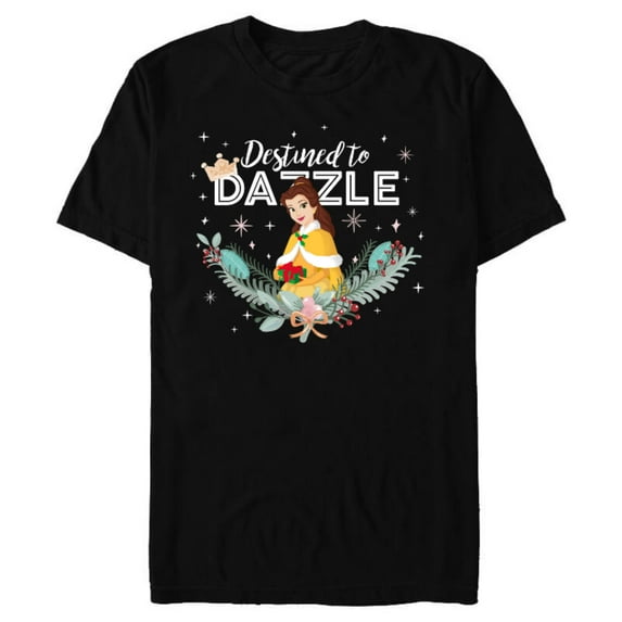 Disney Princess Belle Destined to Dazzle Holiday Standard - Short Sleeve Blended T-Shirt for Adults – Customized-Black