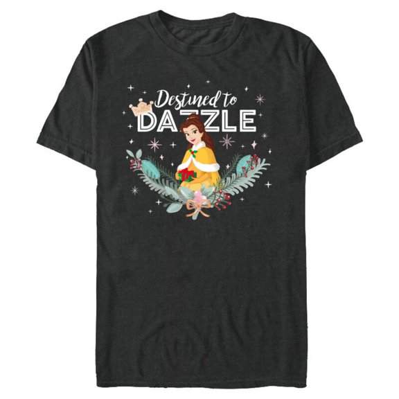 Disney Princess Belle Destined to Dazzle Holiday Standard - Short Sleeve Blended T-Shirt for Adults – Customized-Dark Heather