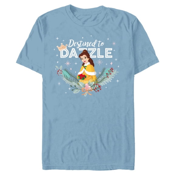 Disney Princess Belle Destined to Dazzle Holiday Standard - Short Sleeve Blended T-Shirt for Adults – Customized-Ocean Blue