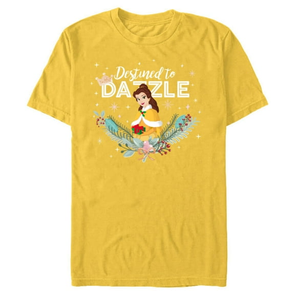 Disney Princess Belle Destined to Dazzle Holiday Standard - Short Sleeve Blended T-Shirt for Adults – Customized-Yellow