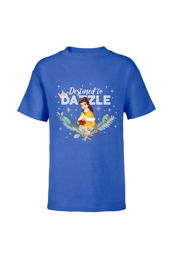 Princess Belle Destined to Dazzle Holiday Standard - Short Sleeve T-Shirt for Kids – Customized-Royal