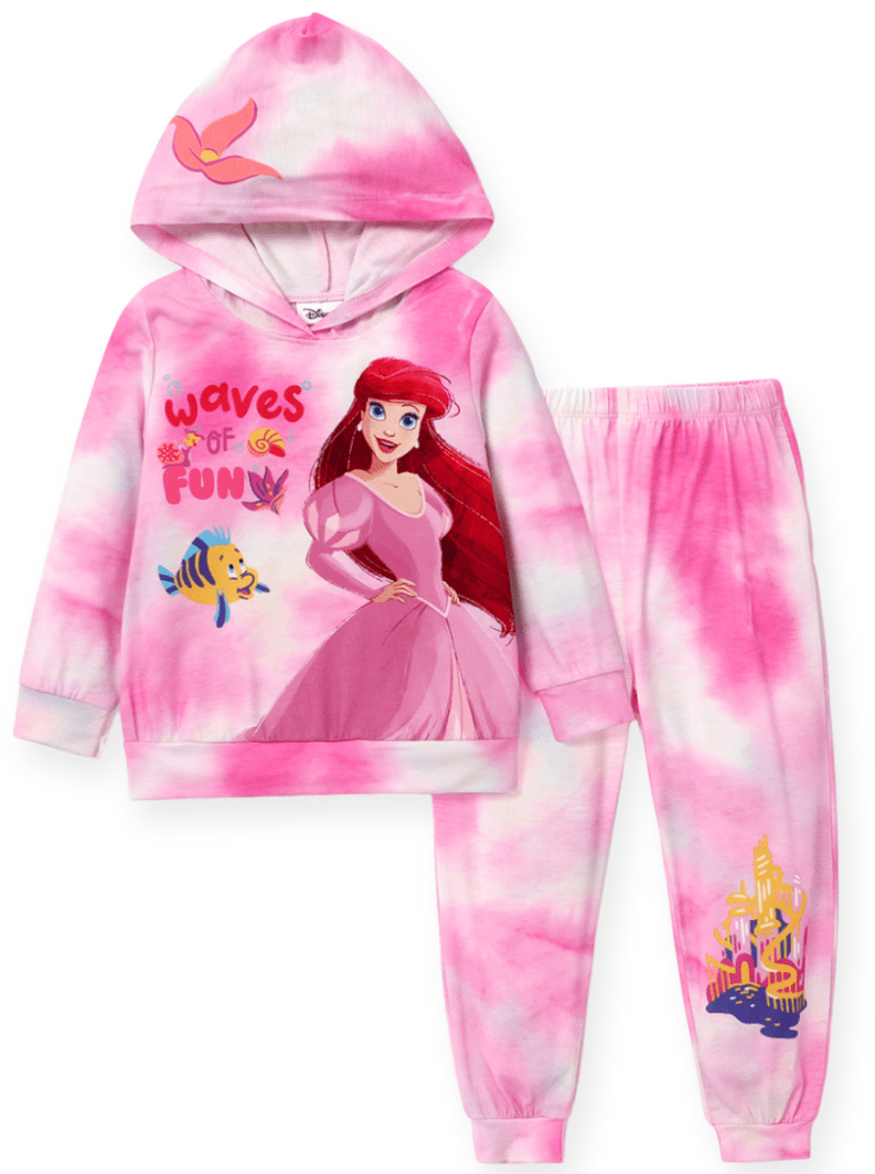 Disney Princess Belle Elsa Hoddie and Jogger 2Pcs Outfits Set Toddler to Big Girl Size 3-10
