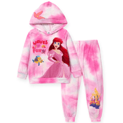 Disney Princess Ariel Girls Hoodies Graphic Sweatshirts and Joggers 2 Pieces Outfit Sets Sizes 3-10