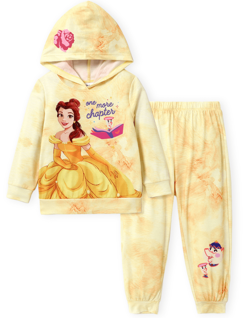 Disney Princess Belle Girls Hoodies Graphic Sweatshirts and Joggers 2 Pieces Outfit Sets Sizes 3-10