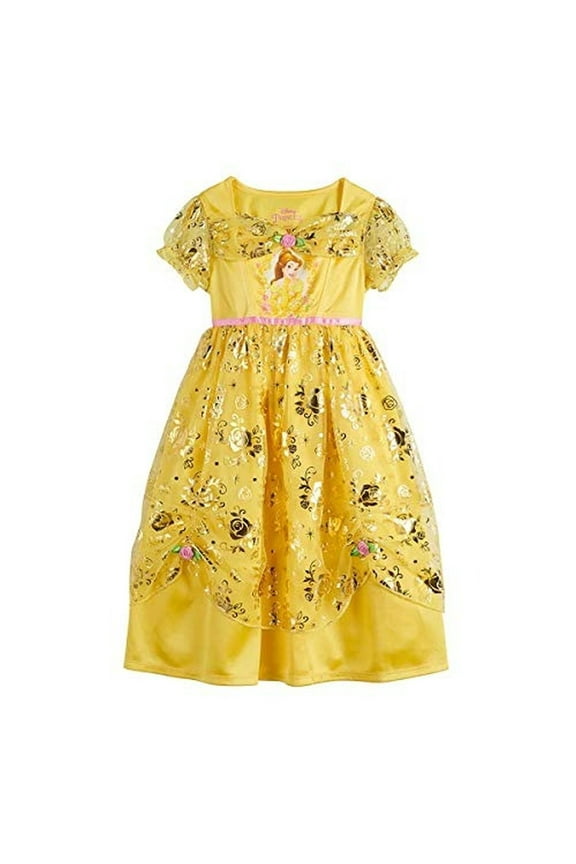 Princess Belle Fancy Deluxe Nightgown, Golden Foil Gown, Size 3T
