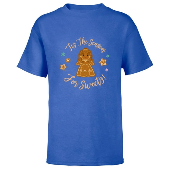 Disney Princess Belle Holiday Gingerbread Season for Sweets - Short Sleeve T-Shirt for Kids - Customized-Royal
