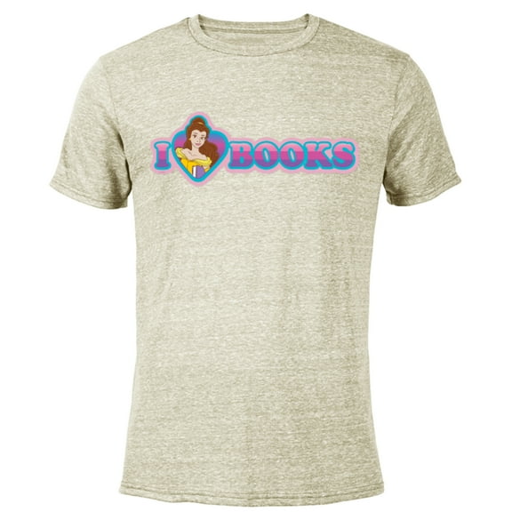 Disney Princess Belle I Heart Books - Short Sleeve Blended T-Shirt for Adults - Customized-Yellow