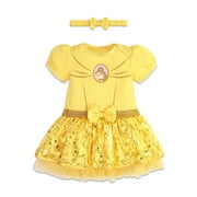 Disney Princess Belle Infant Baby Girls Cosplay Dress and Headband Newborn to Infant