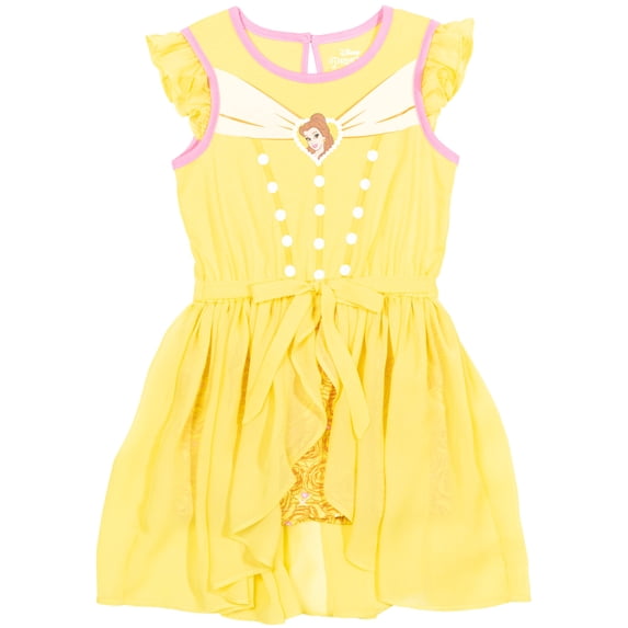 Disney Beauty and the Beast Little Girls' Cosplay Skirt Overlay Romper Belle Yellow Pink