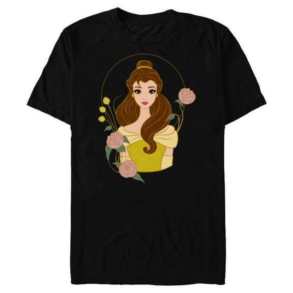Disney Princess Belle Modern Art Deco Style - Short Sleeve Blended T-Shirt for Adults - Customized-Black