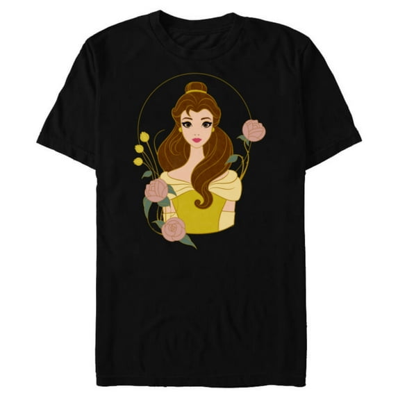 Disney Princess Belle Modern Art Deco Style - Short Sleeve Blended T-Shirt for Adults - Customized-Black