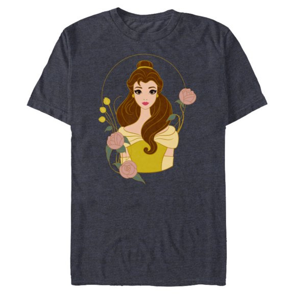 Disney Princess Belle Modern Art Deco Style - Short Sleeve Blended T-Shirt for Adults - Customized-Navy Heather