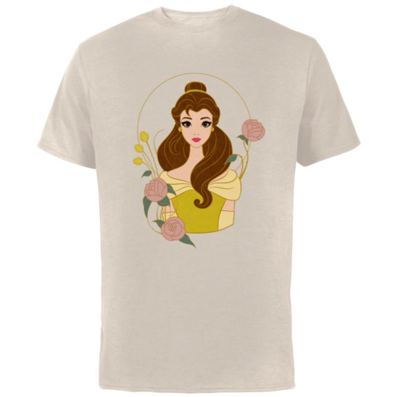Disney Princess Belle Modern Art Deco Style - Short Sleeve Cotton T-Shirt for Adults - Customized-Natural