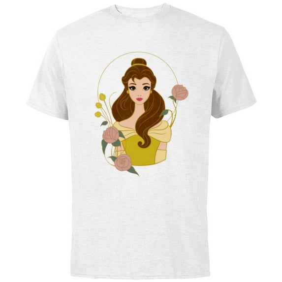 Disney Princess Belle Modern Art Deco Style - Short Sleeve Cotton T-Shirt for Adults - Customized-White